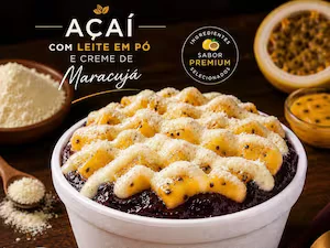 Açaí, leite em pó e creme de maracujá 300ml